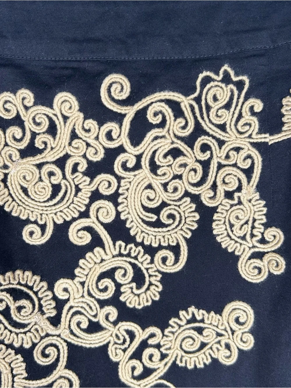 Anthropologie Floreat Black Paisley Paths Embroidered Cotton Pencil Skirt Sz 6